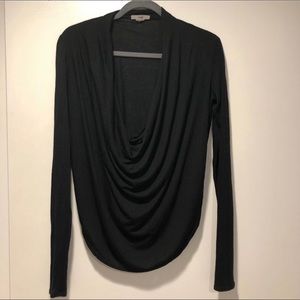 Helmet Lang Black Draped Cowl Neck Long Sleeve Top, size Small
